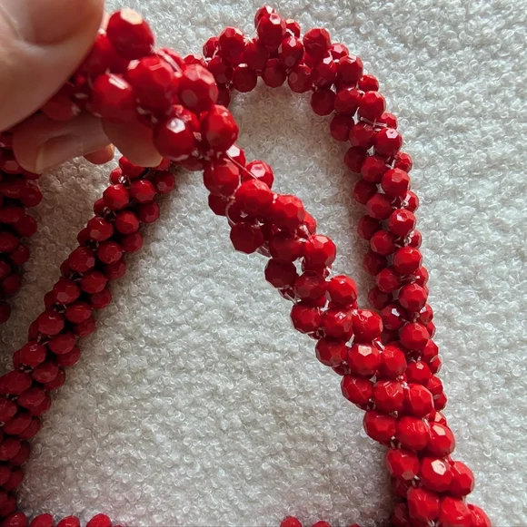 Loeffler Randall Maria Red Beaded Heart-Shaped Handbag Fair Condition - Picture 6 of 9